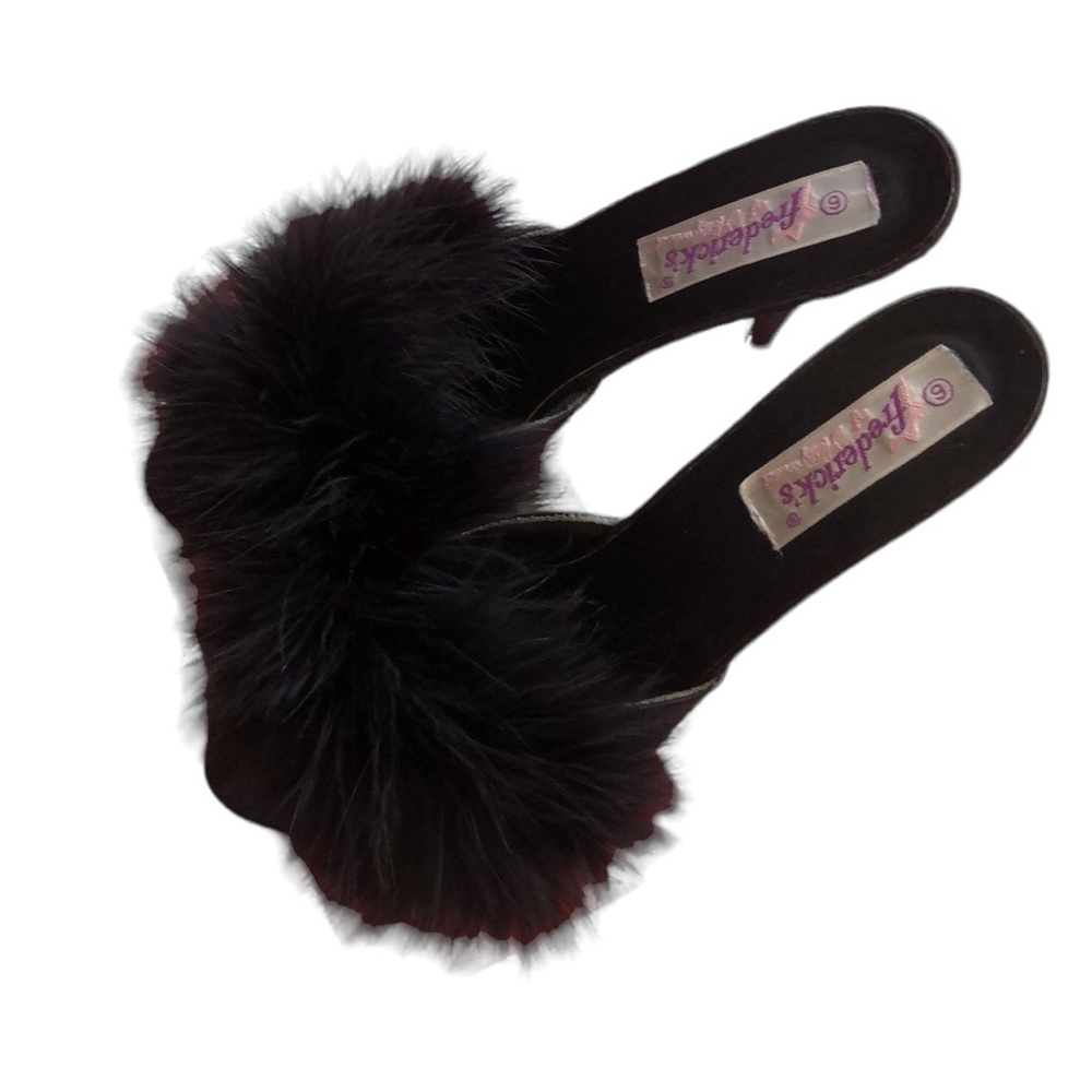 Fredericks of Hollywood high heel feather slippers/shoes women’s SZ 6 super nice
